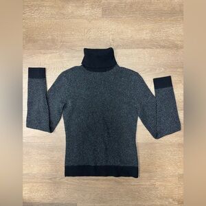 Ralph Lauren Black Label 100% Cashmere Charcoal Herringbone Turtleneck Sweater